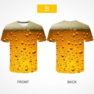 Fashion 3D Print Beer Bubble Short Sleeve T-Shirt