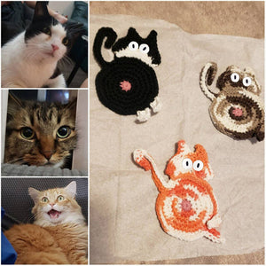 🐱Funny Cat Butt Coasters Cat Butt Cup Mat Knitted Gift for Cat Fans