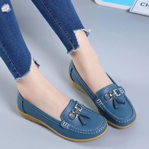 Women’s Leather Loafers Breathable Slip on Driving Shoes