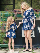 Load image into Gallery viewer, Floral Off Shoulder Mommy And Me Matching Dresses