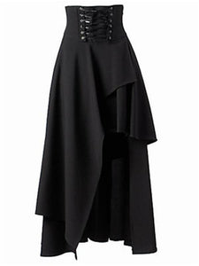 NEW Elegant Plain Asymmetrical Long Skirt With Belt