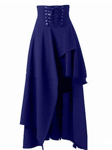 NEW Elegant Plain Asymmetrical Long Skirt With Belt