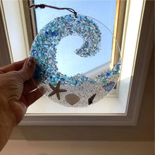 Load image into Gallery viewer, Sea Glass Suncatcher - Ocean Crashing Wave Beach Ornament