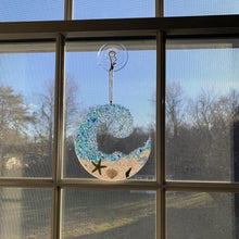 Load image into Gallery viewer, Sea Glass Suncatcher - Ocean Crashing Wave Beach Ornament