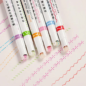 💖BEST GIFTS FOR KIDS - Dual Tip Pens with 6 Different Curve Shapes Fine Tips