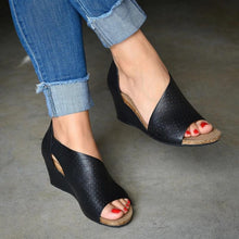 Load image into Gallery viewer, Back Heel Zip Wedge Sandals