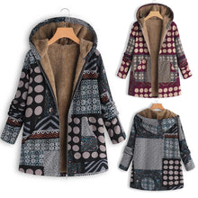 Load image into Gallery viewer, Dotted coat with hood and patchwork pattern