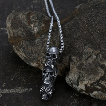 Load image into Gallery viewer, Speak No Evil, Hear No Evil, See No Evil Skulls Necklace For Men