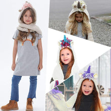 Load image into Gallery viewer, Crochet Cartoon Unicorn Winter Hat With Scarf Pocket