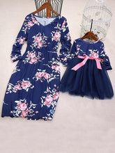 Load image into Gallery viewer, NEW Casual Floral Round Neck Long Sleeve Mommy And Me Matching Dresses
