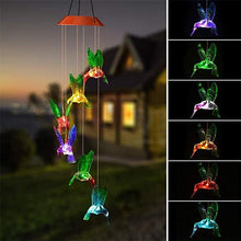 Load image into Gallery viewer, Color-Changing Solar LED Waterproof Hummingbird Wind Chimes