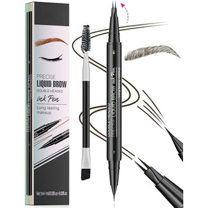 2-in-1 Dual-Ended Eyebrow Pen with Micro-Fork-Tip Applicator and Precise Brush-Tip