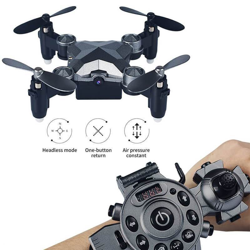 Mini Drone Aircraft Foldable Aerial WiFi Watch Remote Control