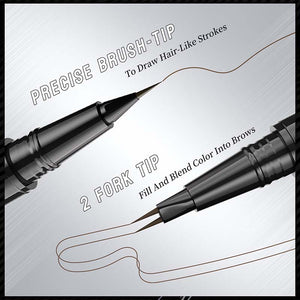 2-in-1 Dual-Ended Eyebrow Pen with Micro-Fork-Tip Applicator and Precise Brush-Tip