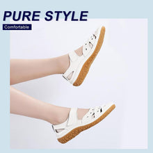 Load image into Gallery viewer, Leather Hollow Out Hook Loop Casual Flat Sandals For Women