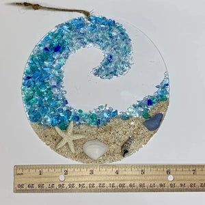 Sea Glass Suncatcher - Ocean Crashing Wave Beach Ornament