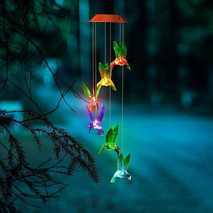 Color-Changing Solar LED Waterproof Hummingbird Wind Chimes