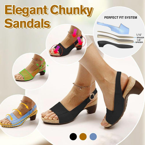 Women Elegant Low Chunky Heel Comfy Sandals