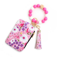 Load image into Gallery viewer, Floral leather small wallet with keychain and bracelet