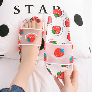 Transparent Fruits Pattern Flat Sandals