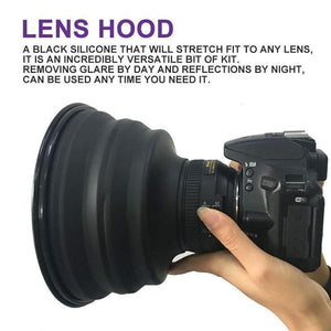 Flexible Telescopic lens hood for phone or camera