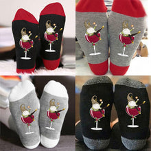 Load image into Gallery viewer, 🧦Christmas Gnome Wine Glass Unisex Crew Socks🧦