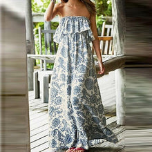 Load image into Gallery viewer, New Bohemian Off-Shoulder Printing Strap Vacation Dress.Wh