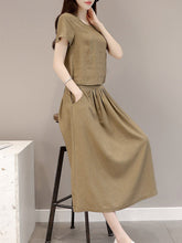 Load image into Gallery viewer, New Elastic Waist Patch Pocket  Plain Maxi Dress.AQ