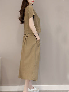 New Elastic Waist Patch Pocket  Plain Maxi Dress.AQ