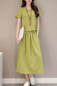 New Elastic Waist Patch Pocket  Plain Maxi Dress.AQ