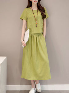 New Elastic Waist Patch Pocket  Plain Maxi Dress.AQ