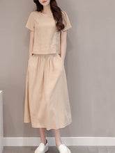 Load image into Gallery viewer, New Elastic Waist Patch Pocket  Plain Maxi Dress.AQ