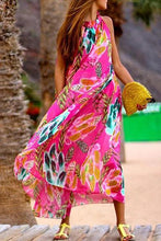 Load image into Gallery viewer, Bohemia Halter Neck Floral Print Vacation Maxi Dress