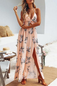 New Halter Backless High Slit Sleeveless Maxi Dresses.AQ