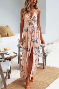 New Halter Backless High Slit Sleeveless Maxi Dresses.AQ