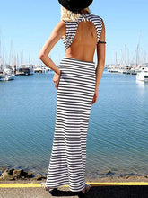 Load image into Gallery viewer, New Round Neck  Backless Elastic Waist  Printed Maxi Dress.AQ