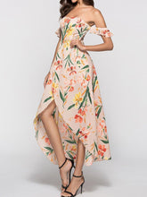 Load image into Gallery viewer, New Strapless  Asymmetric Hem  Printed Maxi Dress.MC