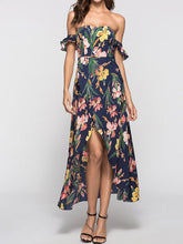 Load image into Gallery viewer, New Strapless  Asymmetric Hem  Printed Maxi Dress.MC