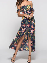 Load image into Gallery viewer, New Strapless  Asymmetric Hem  Printed Maxi Dress.MC