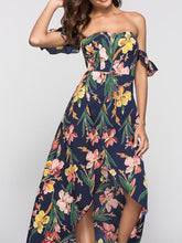 Load image into Gallery viewer, New Strapless  Asymmetric Hem  Printed Maxi Dress.MC