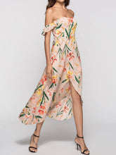 Load image into Gallery viewer, New Strapless  Asymmetric Hem  Printed Maxi Dress.MC