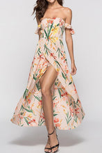 Load image into Gallery viewer, New Strapless  Asymmetric Hem  Printed Maxi Dress.MC