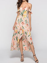 Load image into Gallery viewer, New Strapless  Asymmetric Hem  Printed Maxi Dress.MC