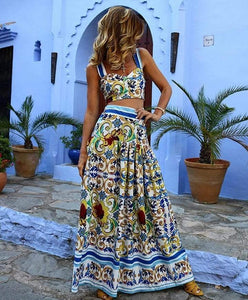 New Floral Printed Midriff Baring Suit