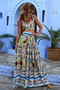 New Floral Printed Midriff Baring Suit