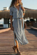 Load image into Gallery viewer, New Elegant Stripes Short Sleeve Casual Dress