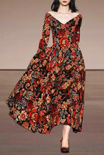 Load image into Gallery viewer, New Flash Sale Deep V Retro Printing Maxi Dress.MC