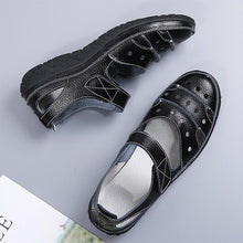 Load image into Gallery viewer, Leather Hollow Out Hook Loop Casual Flat Sandals For Women