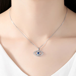 Evil Eye Crystal Silver Plated Necklace