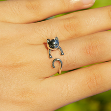 Load image into Gallery viewer, Naughty Silver Cat Ring